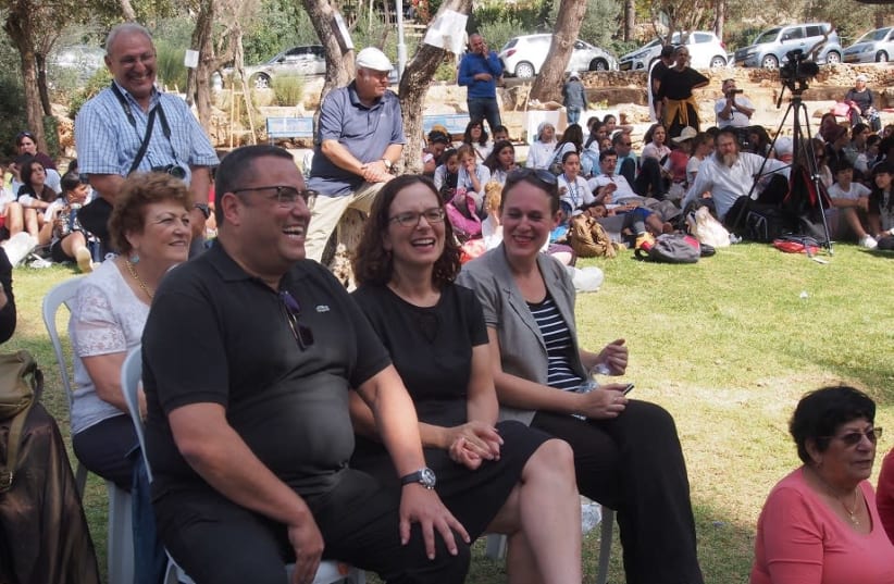 "MK Rachel Azaria, Jerusalem Municipal Council member and head of the Communal Administrations portfolio Moshe Leon, and Ramot Communal Administration head Esti Kirmayer attended the Land of the Bible Park." (photo credit: GAL YONAH)