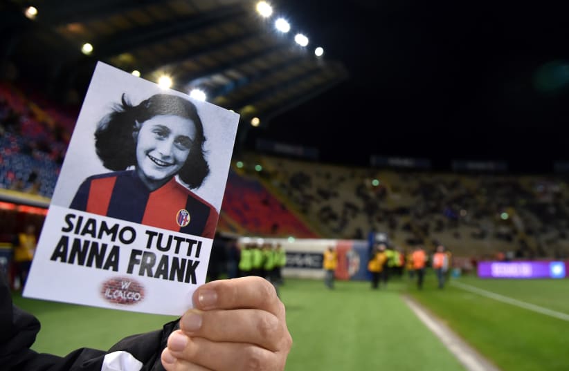Soccer Football - Serie A - Bologna vs Lazio - Stadio Renato Dall'Ara, Bologna, Italy - October 25, 2017 Picture of Anne Frank ahead of the match (photo credit: REUTERS/ALBERTO LINGRIA)