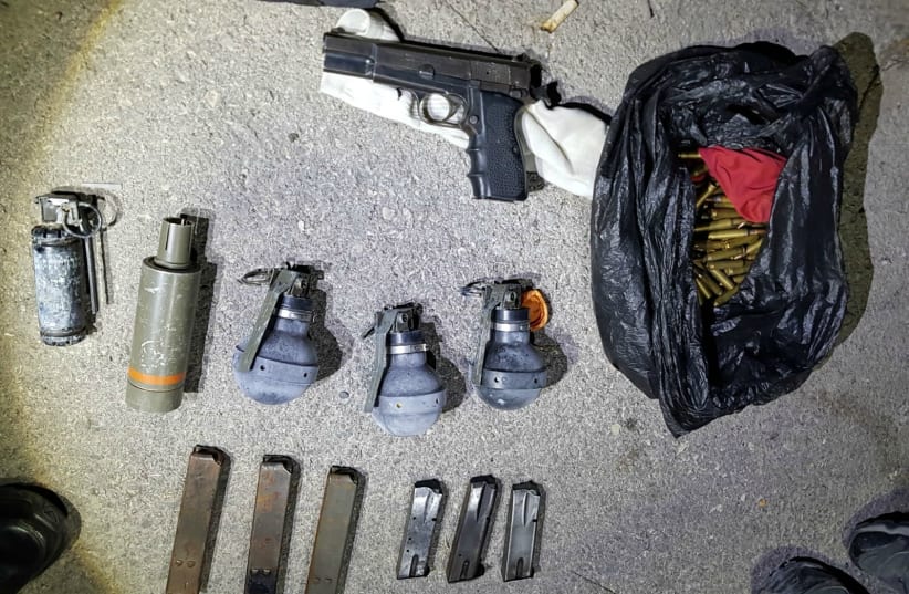 Illegal weapons found in an east Jerusalem home by Israeli Police, October 26, 2017.  (photo credit: POLICE SPOKESPERSON'S UNIT)