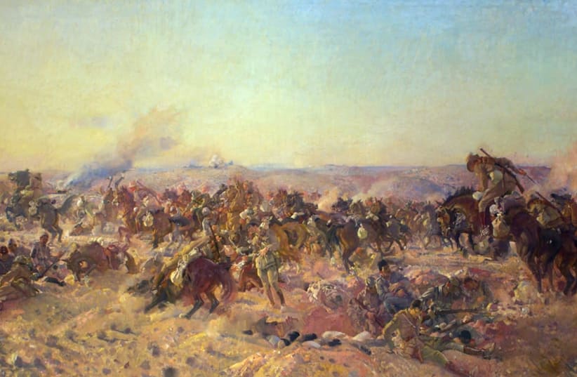 The charge of the Austrlian light horse at Beersheba 1917 George Lambert (photo credit: WIKIPEDIA)
