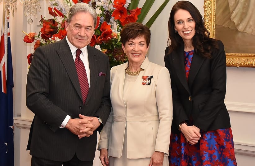New Zealand's Patsy Reddy with Jacinda Ardern and Winston Peters. (photo credit: GOVERNOR GENERAL OF NEW ZEALAND [CC BY 4.0] / WIKIMEDIA COMMONS)