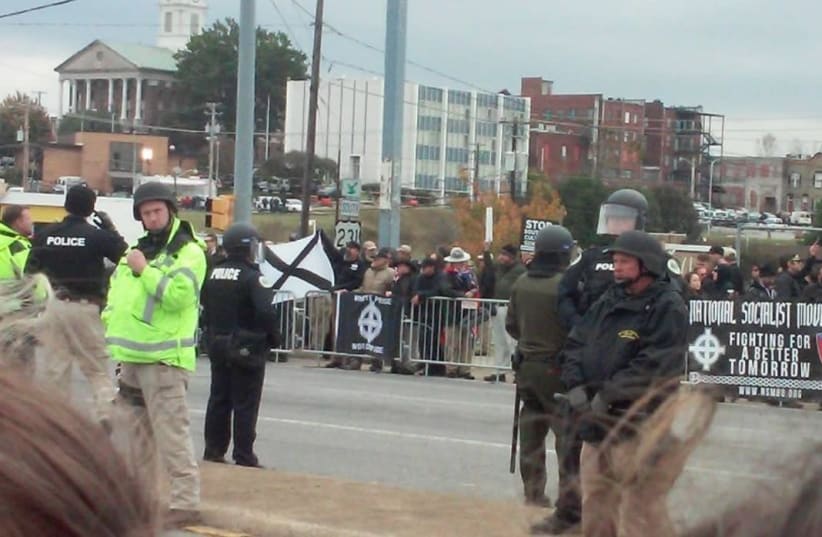 A white supremacist rally in Shelbyville, Tennessee.. (photo credit: Courtesy)