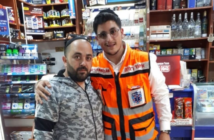 Mordechai Mammon and Avraham Shitrit meet again a week after the incident  (photo credit: COURTESY UNITED HATZALAH)