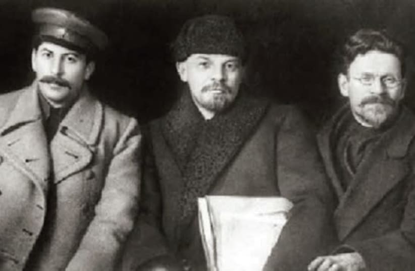 FROM LEFT, Joseph Stalin, Vladimir Lenin and Leon Trotsky. (photo credit: WIKIPEDIA)