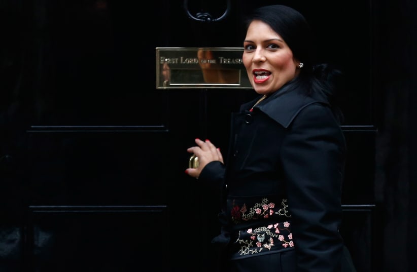 Britain's former Secretary of State for International Development Priti Patel arrives in Downing Street for a cabinet meeting, in London, November 15, 2016. (photo credit: REUTERS)