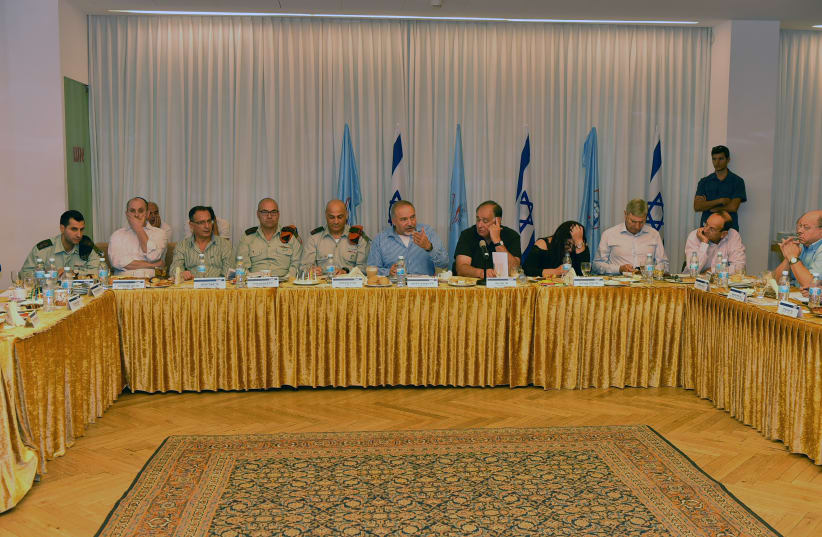 Defense Minister Avigdor Liberman addresses a meeting of local officials in Haifa. (photo credit: ARIEL HERMONI / DEFENSE MINISTRY)