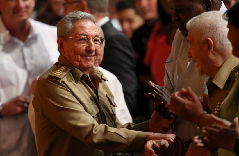 Cuba's President Raul Castro attends a ceremony marking Russia's Red October revolution's centenary. (photo credit: REUTERS/STRINGER)