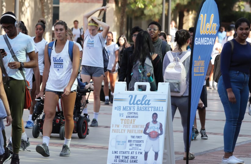 UCLA STUDENTS walk on campus (photo credit: REUTERS)