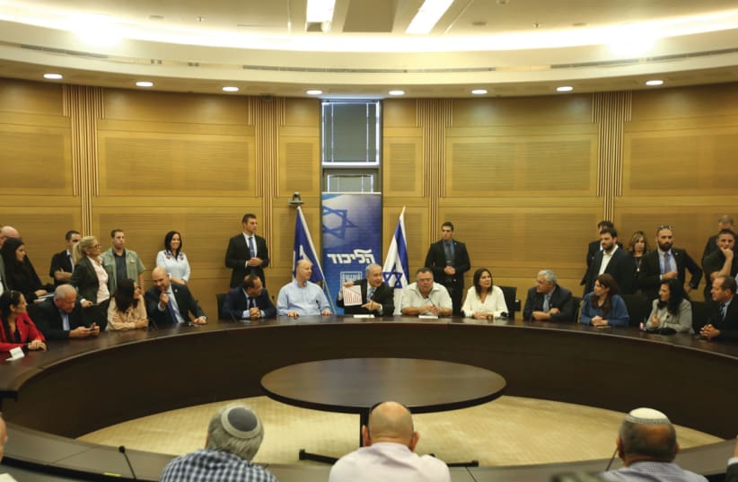 Prime Minister Benjamin Netanyahu addresses the Likud faction in the Knesset on November 13 (photo credit: MARC ISRAEL SELLEM)