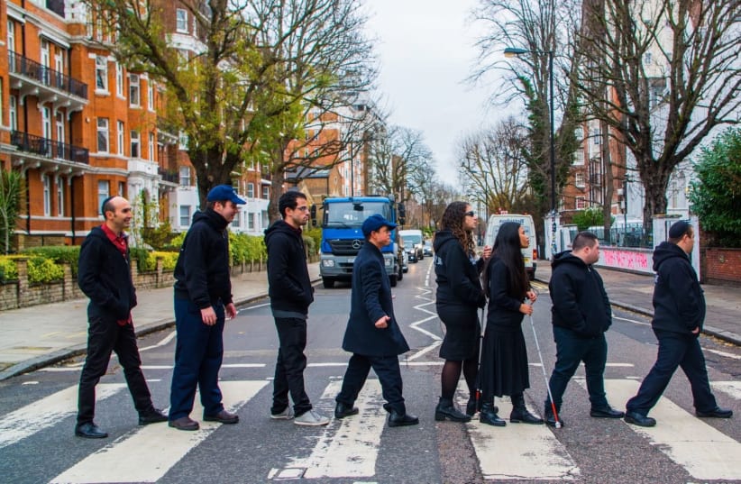 Israeli band of disabled musicians Shalva visits Abbey Road in London, November 2017 (photo credit: JOHN RIFKIN)