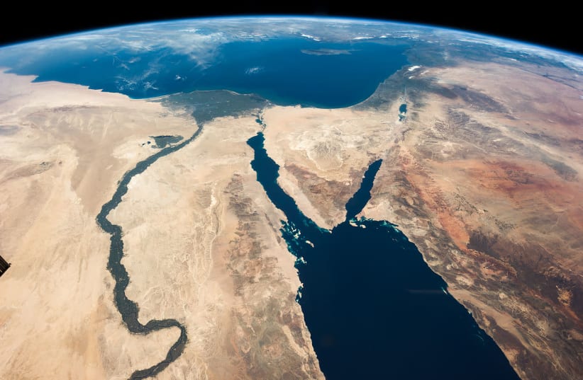 Satellite view of Israel and the Middle East (photo credit: COURTESY NASA/PUBLIC DOMAIN)