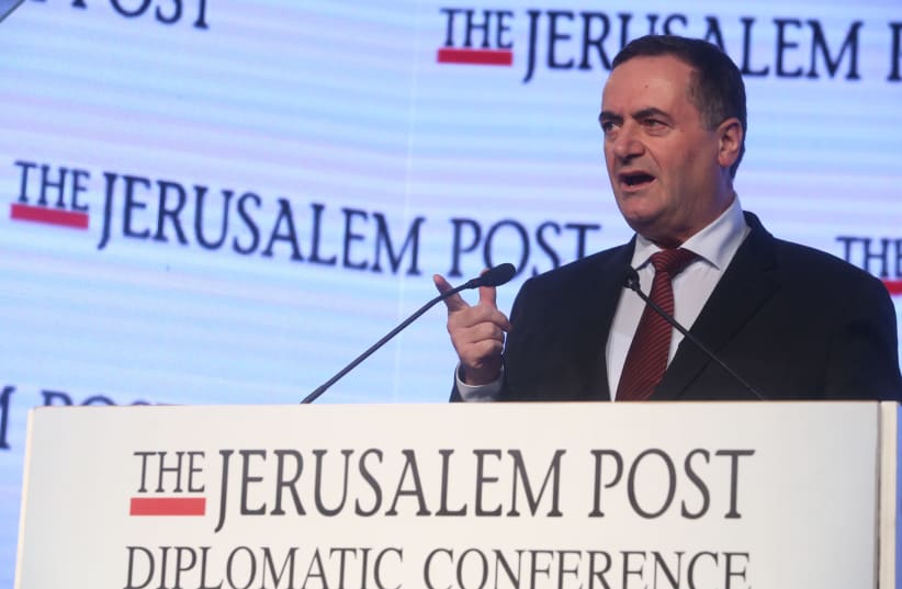 Israel Katz speaks at The Jerusalem Post Diplomatic Conference (photo credit: MARC ISRAEL SELLEM)