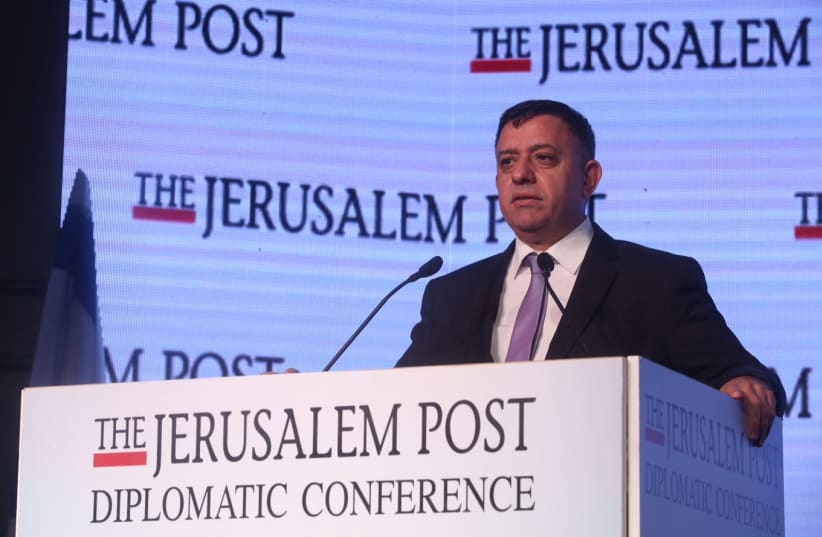 Avi Gabbay speaks at the Jerusalem Post Diplomatic Conference (photo credit: MARC ISRAEL SELLEM)