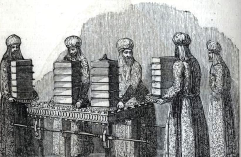 Showbread, in this illustration from an 1871 Bible (photo credit: Wikimedia Commons)