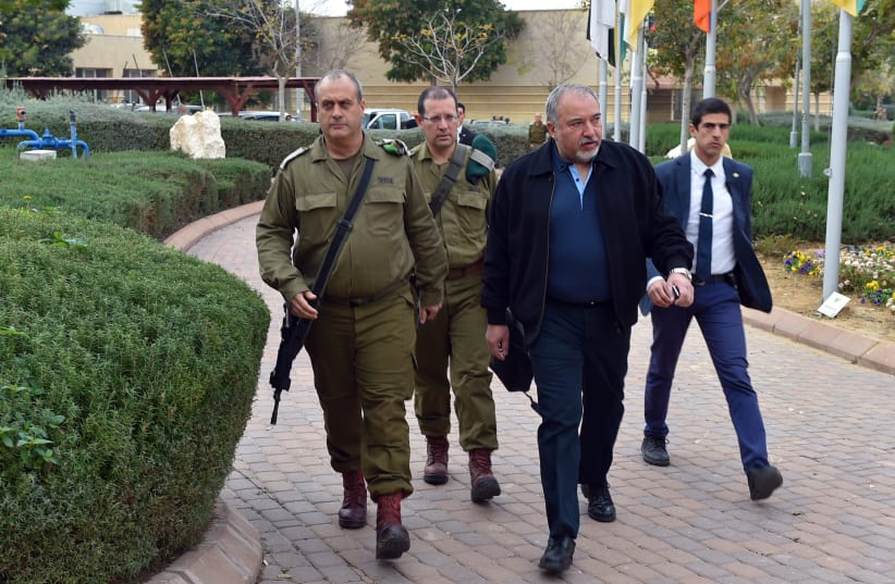 Defense Minister Avigdor Liberman tours southern communities who have been experiencing rocket fire from the Gaza Strip (photo credit: DEFENSE MINISTRY/ARIEL HERMONI)
