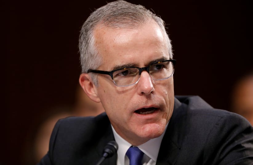 Acting FBI Director Andrew McCabe testifies before a Senate Intelligence Committee hearing on Capitol Hill in Washington, DC. (photo credit: REUTERS)
