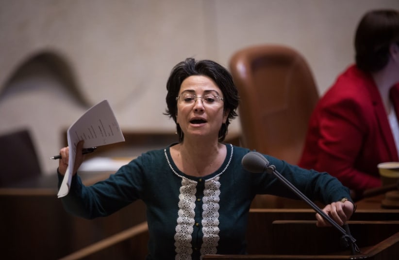 Haneen Zoabi Joint List MK during a Knesset discussion (photo credit: HADAS PARUSH)