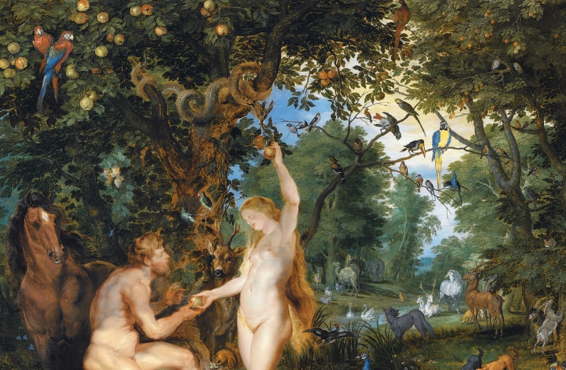 A 1615 painting by Peter Paul Rubens and Jan Brueghel the Elder titled ‘The Garden of Eden with the Fall of Man.’ (photo credit: Wikimedia Commons)