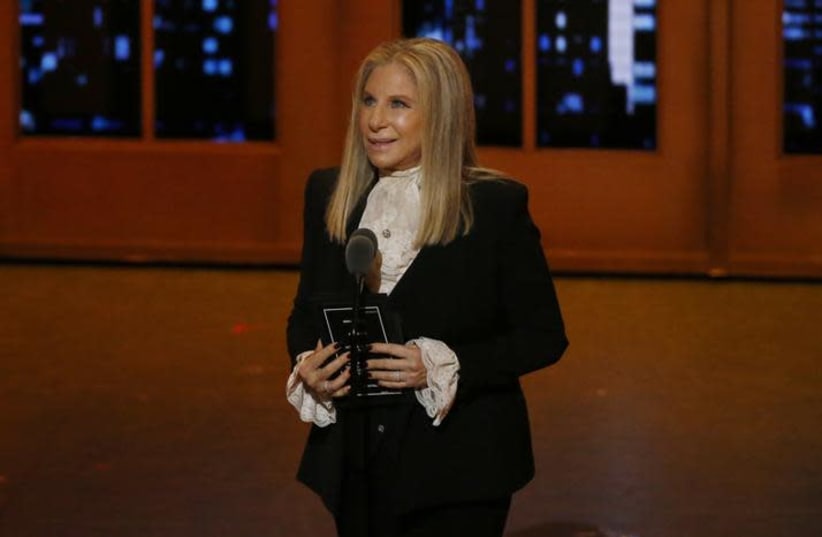 Singer Barbra Streisand speaks on stage during the American Theatre Wing's 70th annual Tony Awards in New York, U.S., June 12, 2016 (photo credit: REUTERS/LUCAS JACKSON)