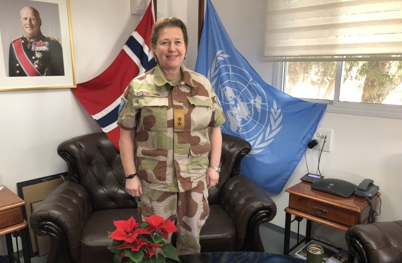 Maj.-Gen. Kristen Lund in the UNTSO offices in Jerusalem. (photo credit: ANNA AHRONHEIM)
