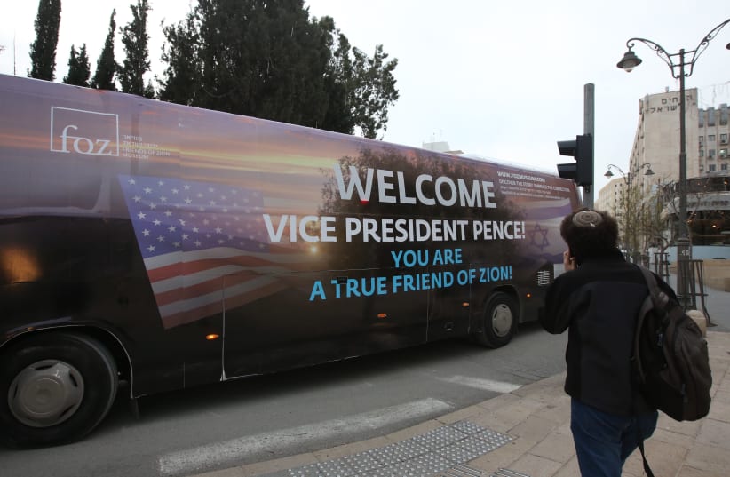Friends of Zion welcome US Vice President Mike Pence (photo credit: MARC ISRAEL SELLEM/THE JERUSALEM POST)