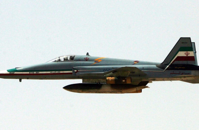 An Iranian Saeqeh jet flies during a war-game in the northwest of Iran. (photo credit: REUTERS)