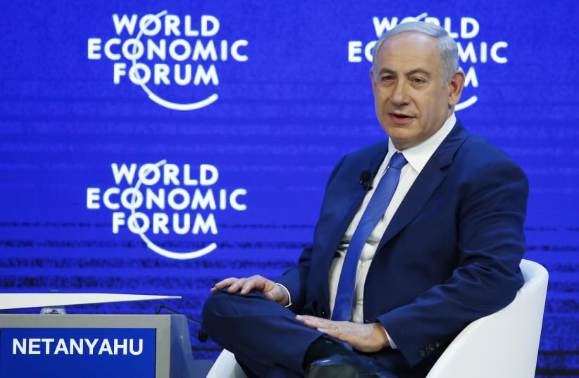 Benjamin Netanyahu, Prime Minister of Israel attends a session during the Annual Meeting 2016 of the World Economic Forum (WEF) in Davos, Switzerland. (photo credit: REUTERS)