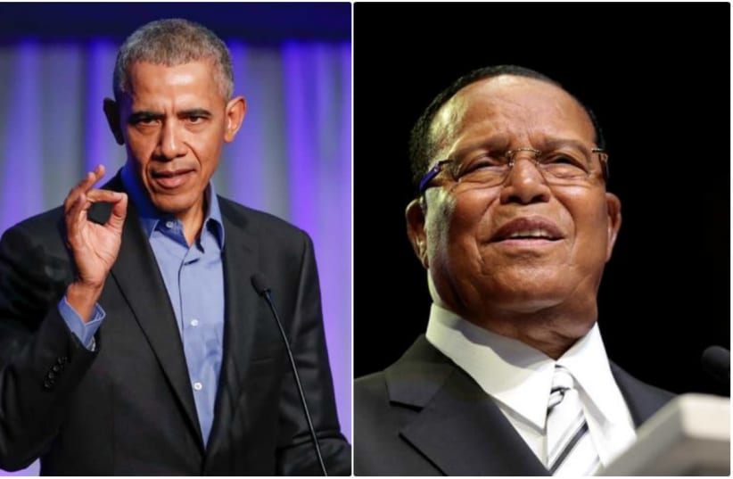 Former US president Barack Obama (left) and Louis Farrakhan (right) (photo credit: REUTERS/KAMIL KRZACZYNSKI (LEFT) REBECCA COOK (RIGHT))