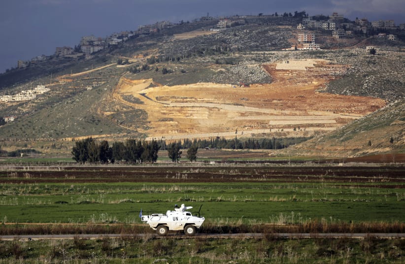peacekeepers patrol along the Israel-Lebanon border near the northern Israeli town of Metula (photo credit: AMMAR AWAD / REUTERS)