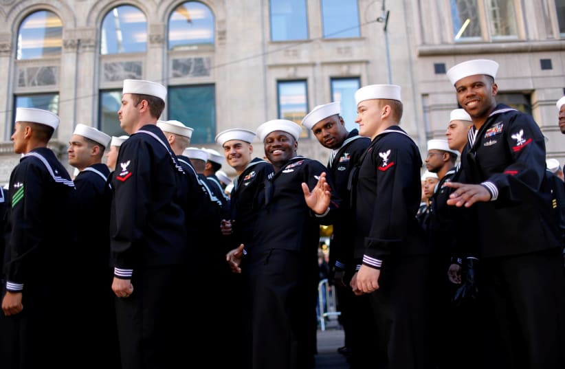 U.S. Navy members march during the Veteran's Day parade in New York, U.S., November 11, 2016. (photo credit: REUTERS)
