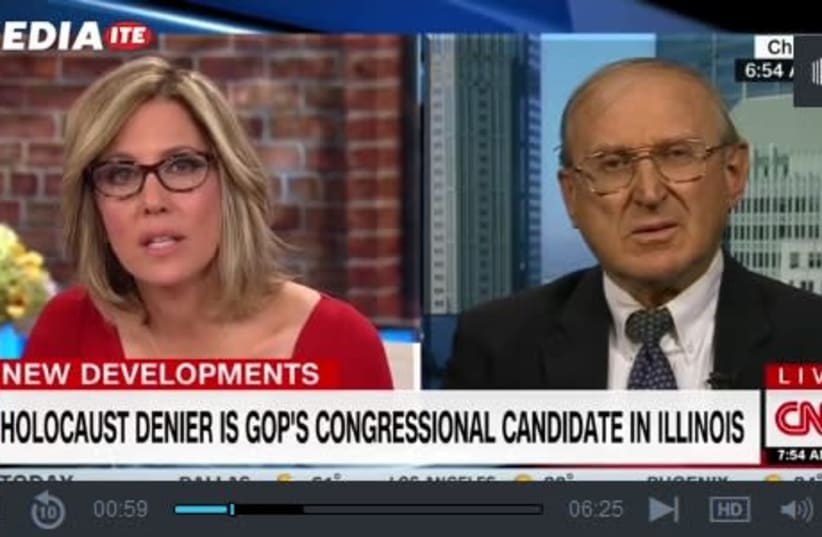 CNN host Alisyn Camerota interviews Neo-Nazi congressional candidate Arthur Jones (photo credit: screenshot)