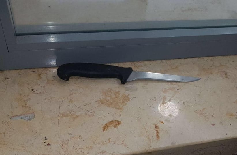 Knife found on Palestinian youth by Border Police officers in Hebron  (photo credit: POLICE SPOKESPERSON'S UNIT)