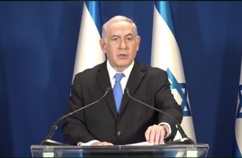 Prime Minister Benjamin Netanyahu speaks to the nation  (photo credit: screenshot)