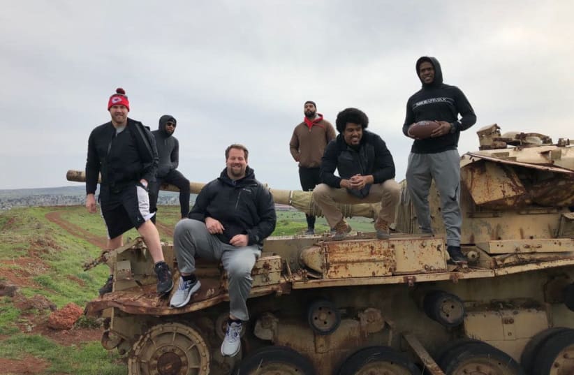 NFL players in Israel week after Super Bowl (photo credit: AMERICAN VOICES FOR ISRAEL)
