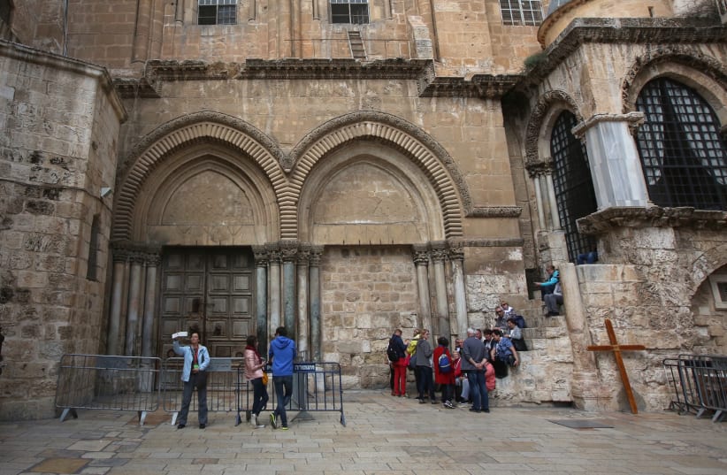 The Church of the Holy Sepulchre closed in protest of proposed property taxes, February 2018 (photo credit: MARC ISRAEL SELLEM/THE JERUSALEM POST)