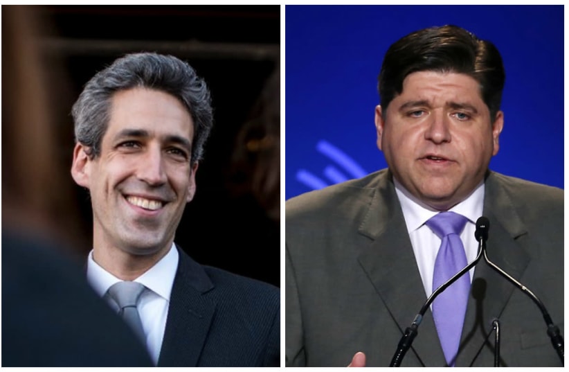 Illinois Governorial candidates Daniel Biss (left) and J.B. Pritzker (photo credit: TWITTER/@DANIELBISS AND REUTERS/JIM YOUNG)