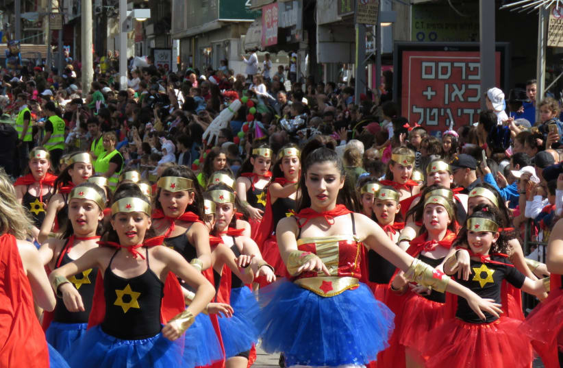 The 'Adloyada' parade in the city of Holon. (photo credit: SHARON HENNESSY)