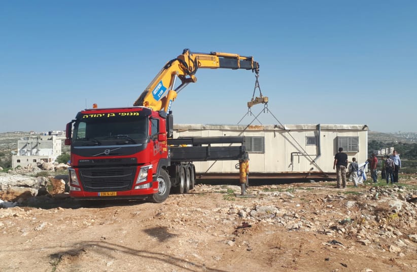 The construction of an industrial zone in Kiryat Arba (photo credit: MOSHE BUTBIA/TPS)