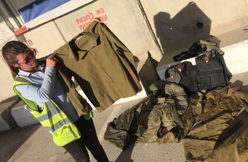 Confiscated uniforms at Kerem Shalom Border Crossing (photo credit: DEFENSE MINISTRY)