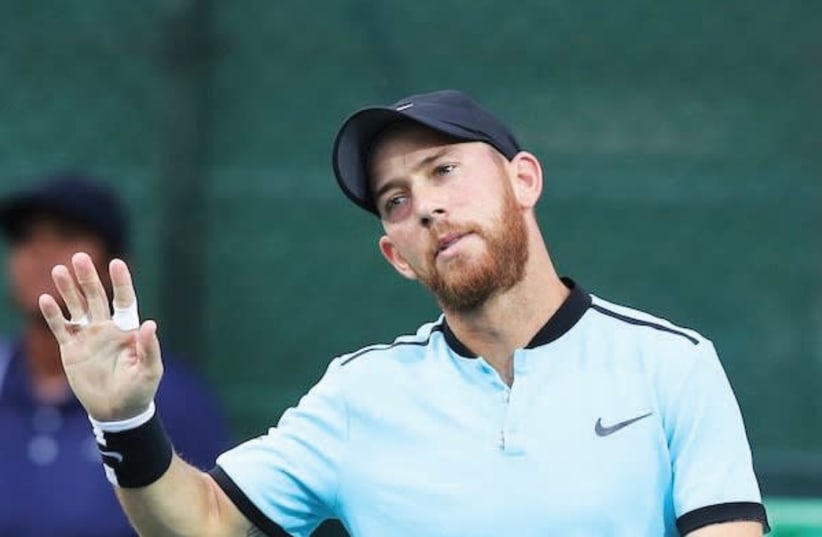 Dudi Sela’s run at Indian Wells was curt short in the third round by Cypriot Marcos Baghdatis.  (photo credit: REG CALDECOTT)