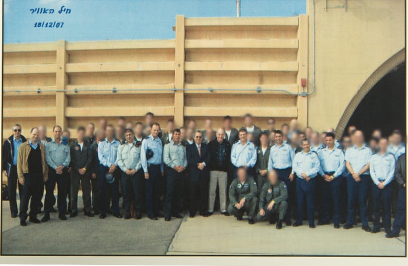A group picture of all the IAF pilots that participated in the operation of bombing a Syrian nuclear reactor site in 2007 (photo credit: IDF SPOKESPERSON'S OFFICE)