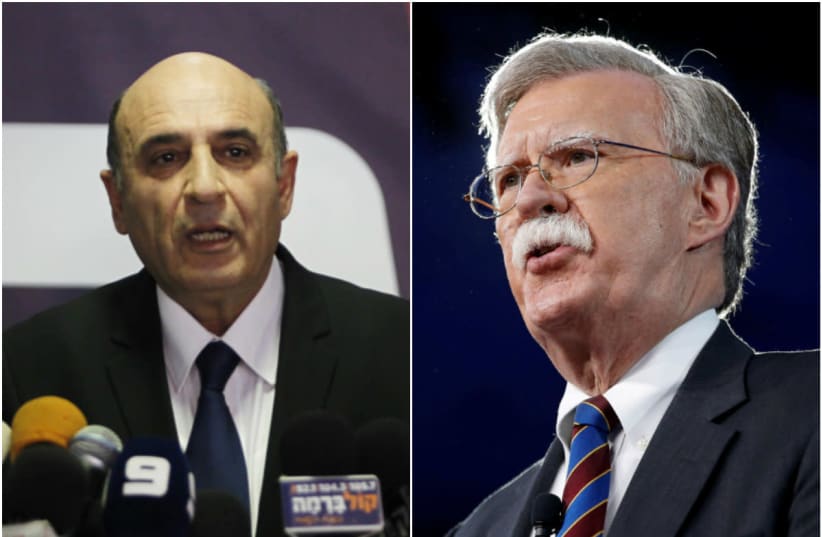 Shaul Mofaz and John Bolton (photo credit: REUTERS/JOSHUA ROBERTS/BAZ RATNER)
