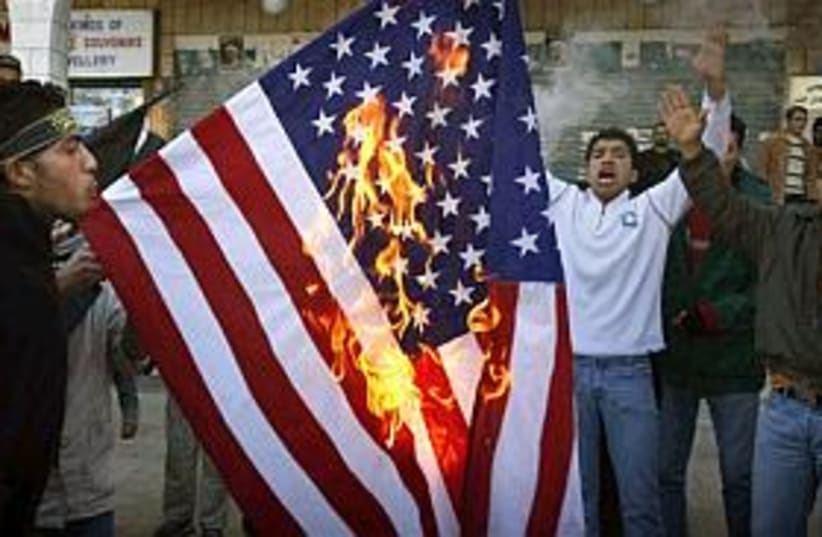pals burn US flag in bet (photo credit: AP)