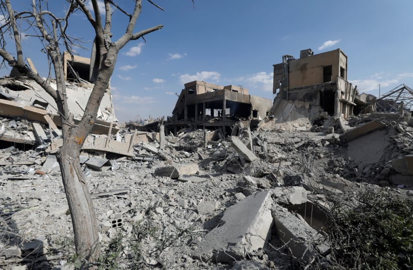 The destroyed Scientific Research Centre is seen in Damascus, Syria April 14, 2018. (photo credit: OMAR SANADIKI/REUTERS)