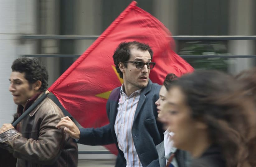 LOUIS GARREL stars in ‘Godard Mon Amour,’ about the French political protests of 1968. (photo credit: MAYA ANAND/COHEN MEDIA GROUP)