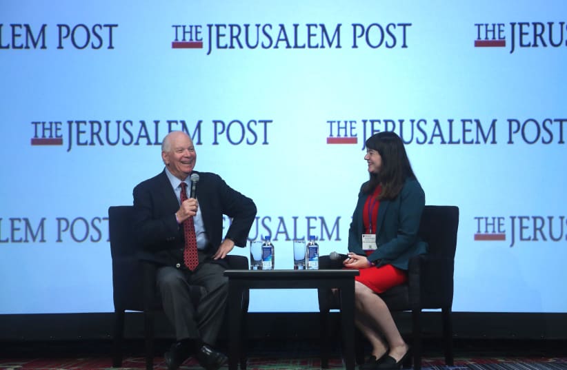 Ben Cardin, United States Senator (D) from Maryland, interviewed by The Jerusalem Post's Lahav Harkov at the 7th Annual JPost Conference in NY (photo credit: MARC ISRAEL SELLEM)