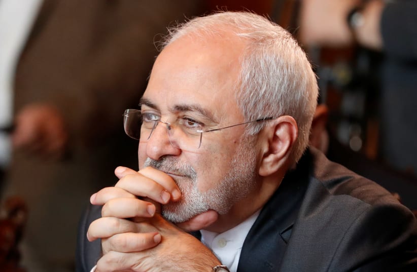 Iranian Foreign Minister Mohammad Javad Zarif attends a meeting (photo credit: GRIGORY DUKOR / REUTERS)