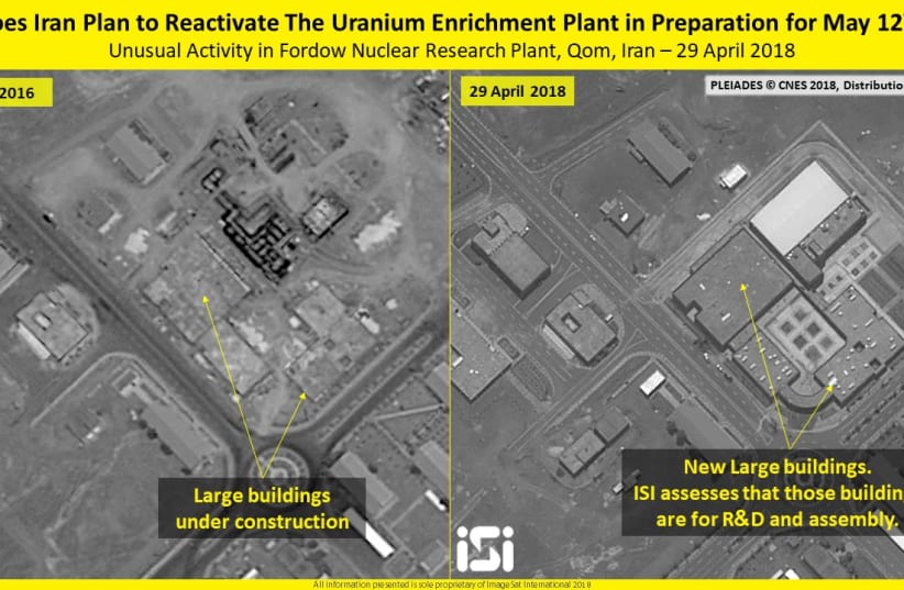 Satellite images of Iran's Fordo enrichment facility, May 3, 2018 (photo credit: IMAGESAT INTERNATIONAL (ISI))
