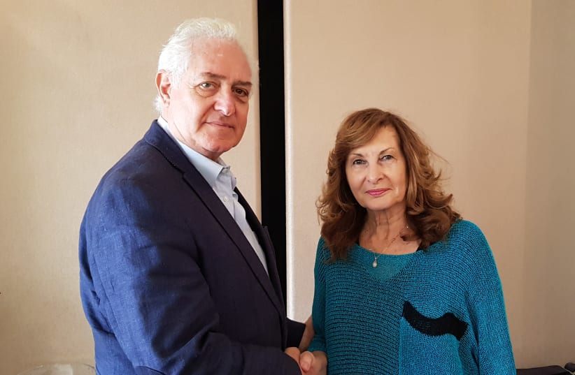 Yaffa Israeli, chairwoman and founder of The Ronen Foundation and ambassador Yitzhak Eldan, president of The Ambassadors' Club of Israel (photo credit: DVORA SZERER)