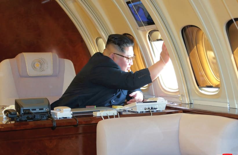 NORTH KOREA’S dictator enjoys the view. (photo credit: REUTERS)